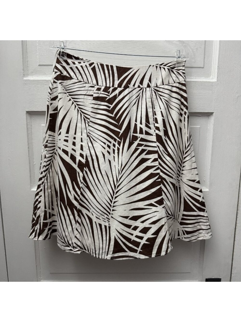Gap Tropical Palm Print Linen Blend Wrap Skirt Women’s Size 2 Brown White